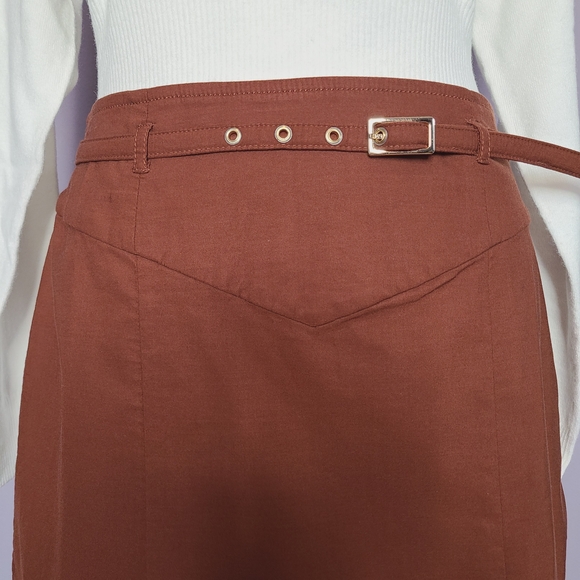 Anthropologie Brown Belted Pencil Skirt - Picture 5 of 15